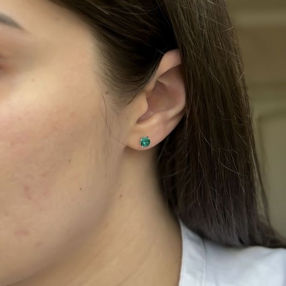 Silver earrings with aquamarine nano