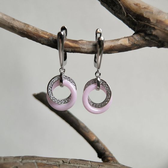 Silver earrings with ceramics