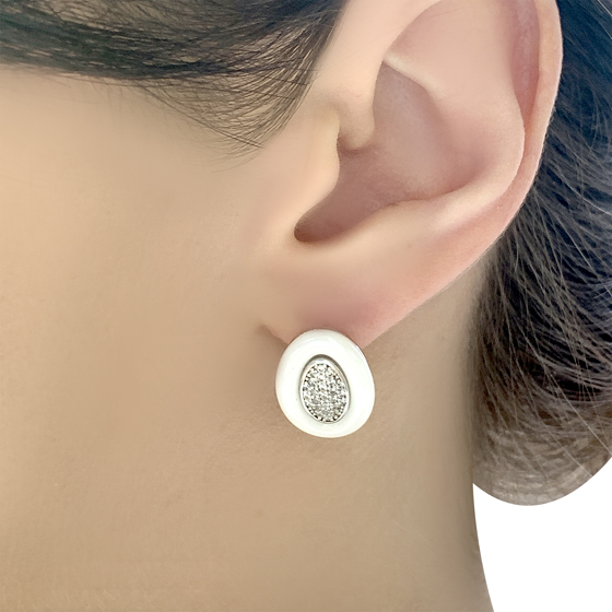 Silver earrings with ceramic accents