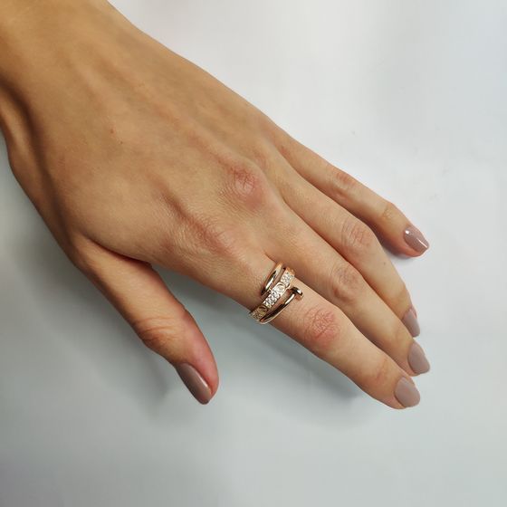 Золота каблучка з фіанітами 0.28ct