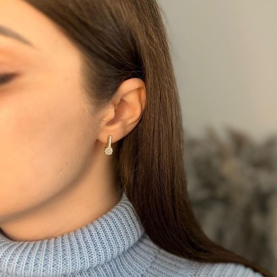 Золоті сережки з фіанітами 0.38ct
