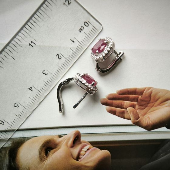 Silver earrings with ruby 6.574ct