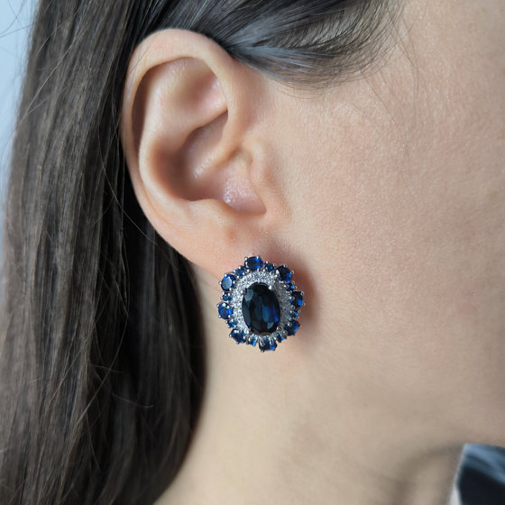 Silver earrings with nano sapphire 9.87ct