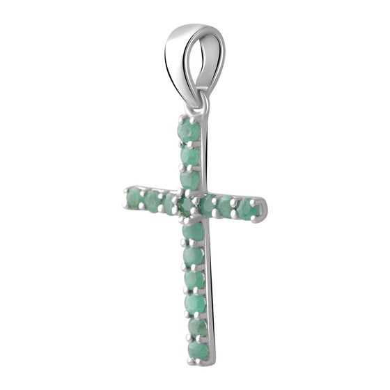 Серебряный крестик с изумрудом 0.63ct