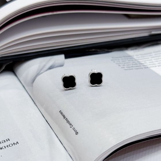 Silver earrings with onyx