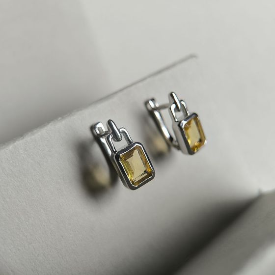 Срібні сережки з цитрином nano 2,835 карата