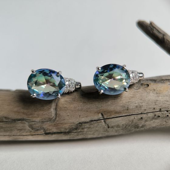 Срібні сережки з містик топазом 6.913ct