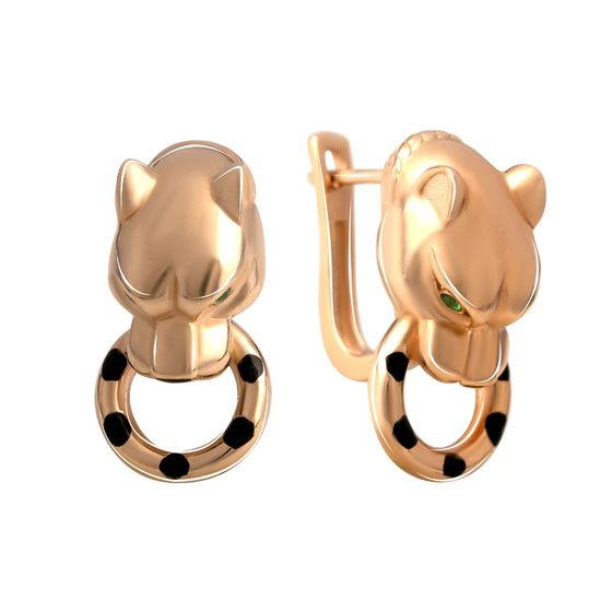 Gold Earrings with 0.04ct Fianites, Semallu