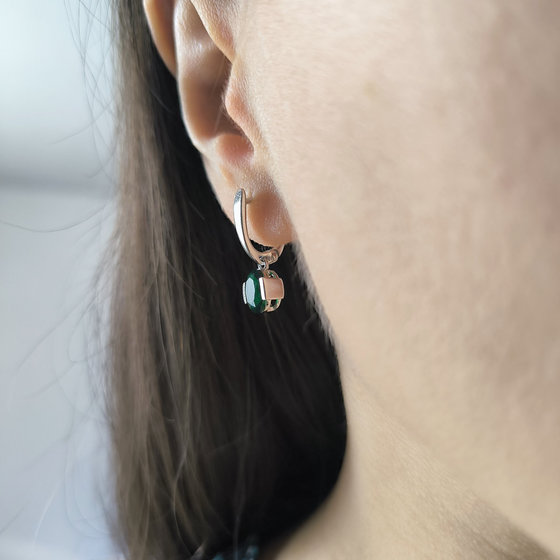 Silver earrings with emerald nano 1.9ct