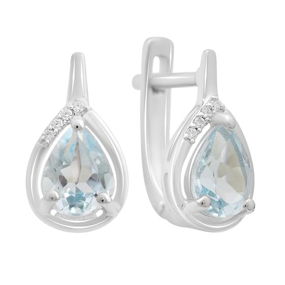 Silver earrings with a 2.675-carat topaz and cubic zirconia