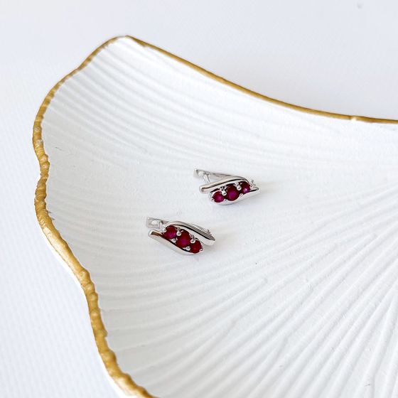Срібні сережки з рубіном 1.483ct