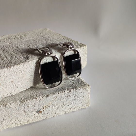 Срібні сережки з оніксом 23.175ct