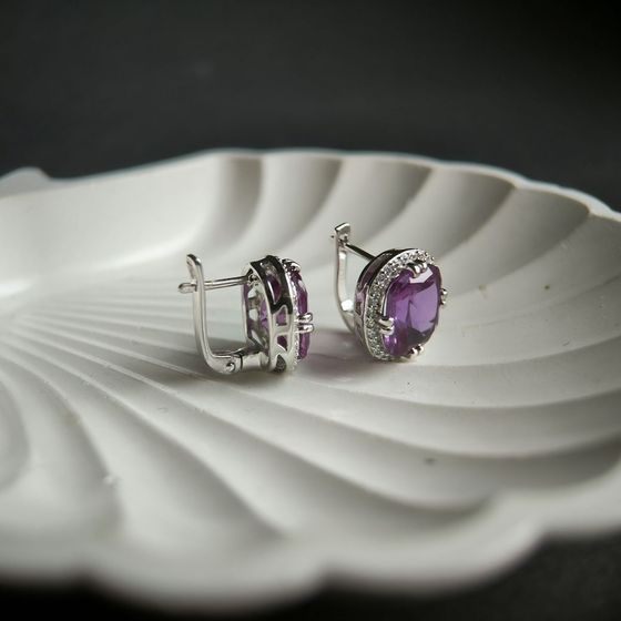 Silver earrings with alexandrite 13.357ct