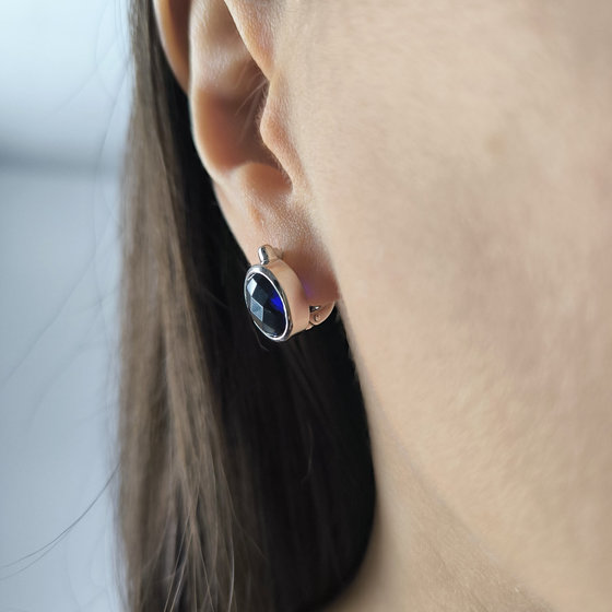 Silver earrings with sapphire nano 4.52ct