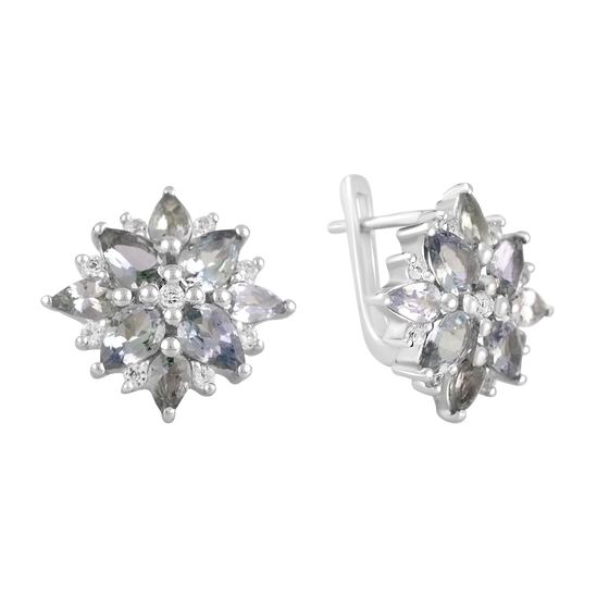 Silver earrings with 4.91ct tanzanite, white topaz