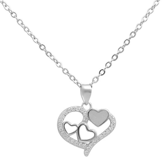 Sterling silver necklace with phianites, mother-of-pearl