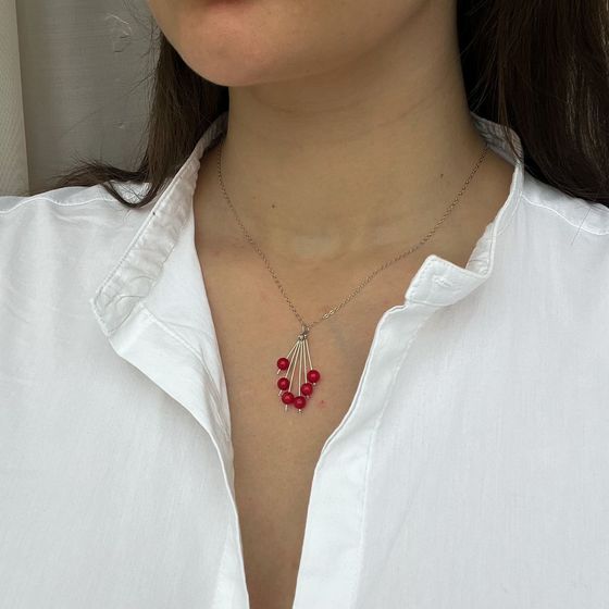 Silver necklace with coral