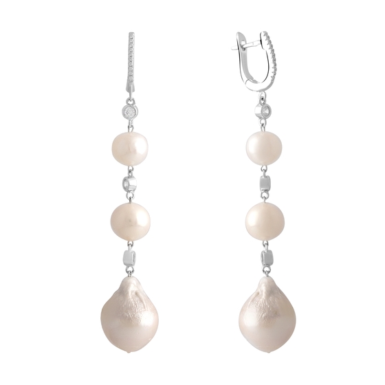 Silver earrings with baroque pearls