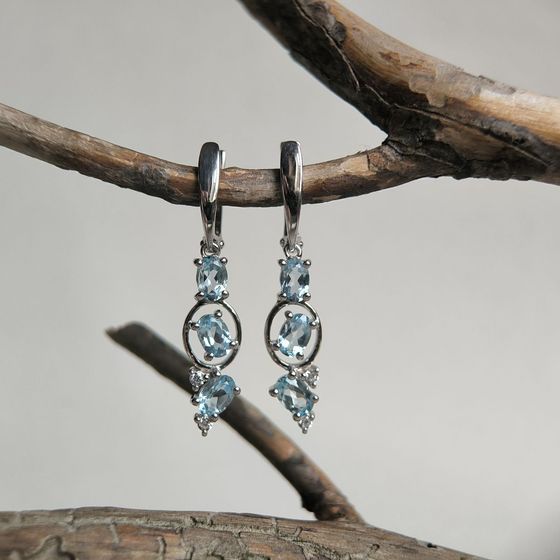 Silver earrings with topaz 3.367ct
