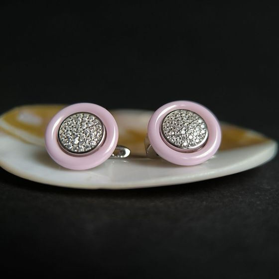 Silver earrings with ceramics, fianites