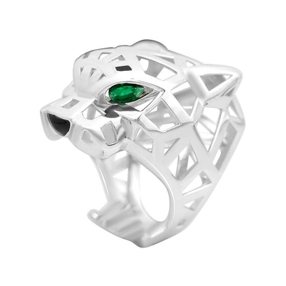 Silver ring with phianites, semallu