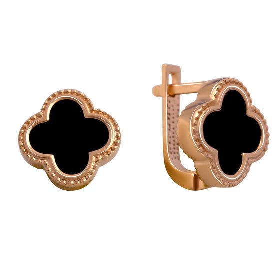 Gold earrings with onyx