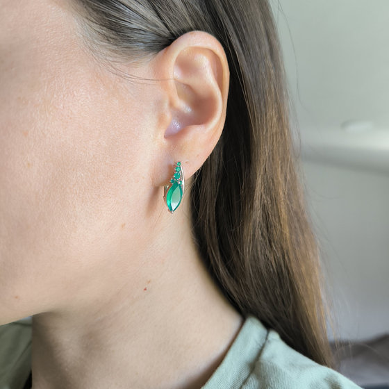 Silver Earrings with Agate, 3.208 ct