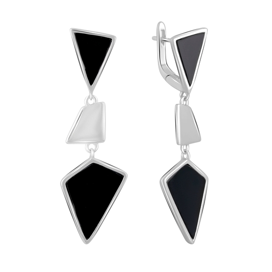 Silver earrings with onyx