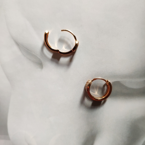 Gold Earrings with Fianites