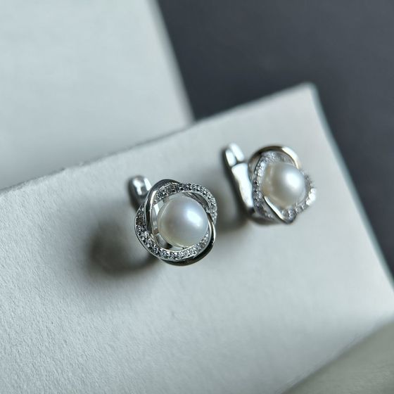 Silver Earrings with Pearls
