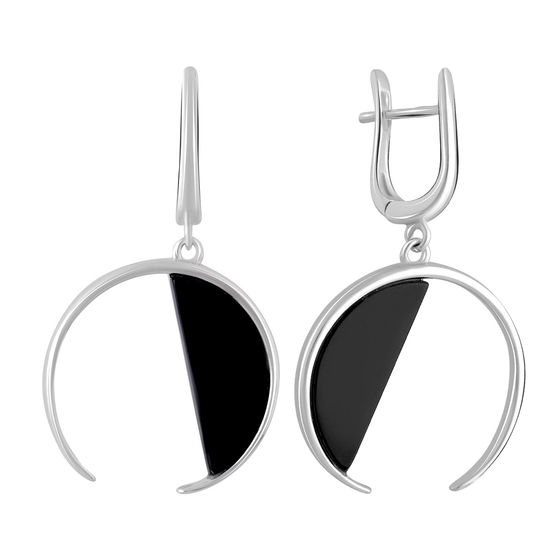 Silver earrings with onyx
