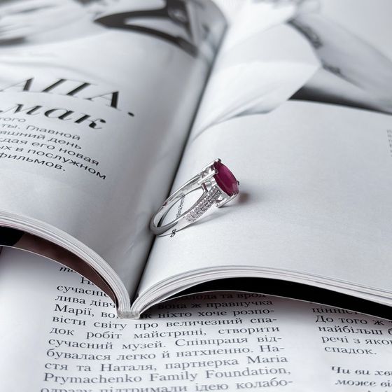 Silver ring with a ruby