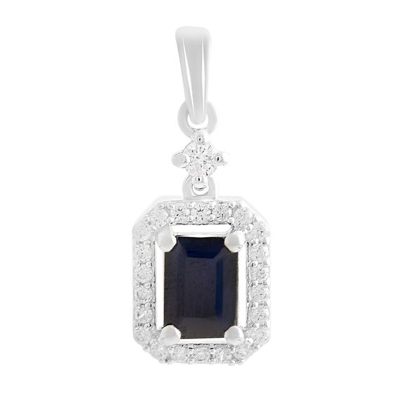 Silver pendant with 5.58ct sapphire, cubic zirconia