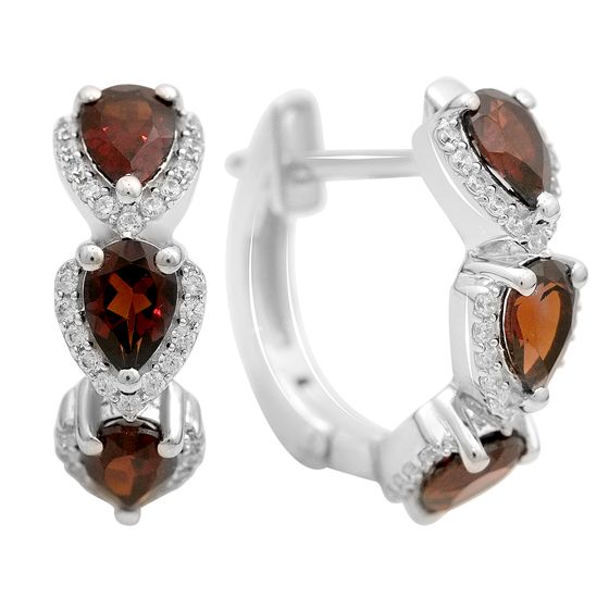 Серебряные серьги с гранатом 3.632ct