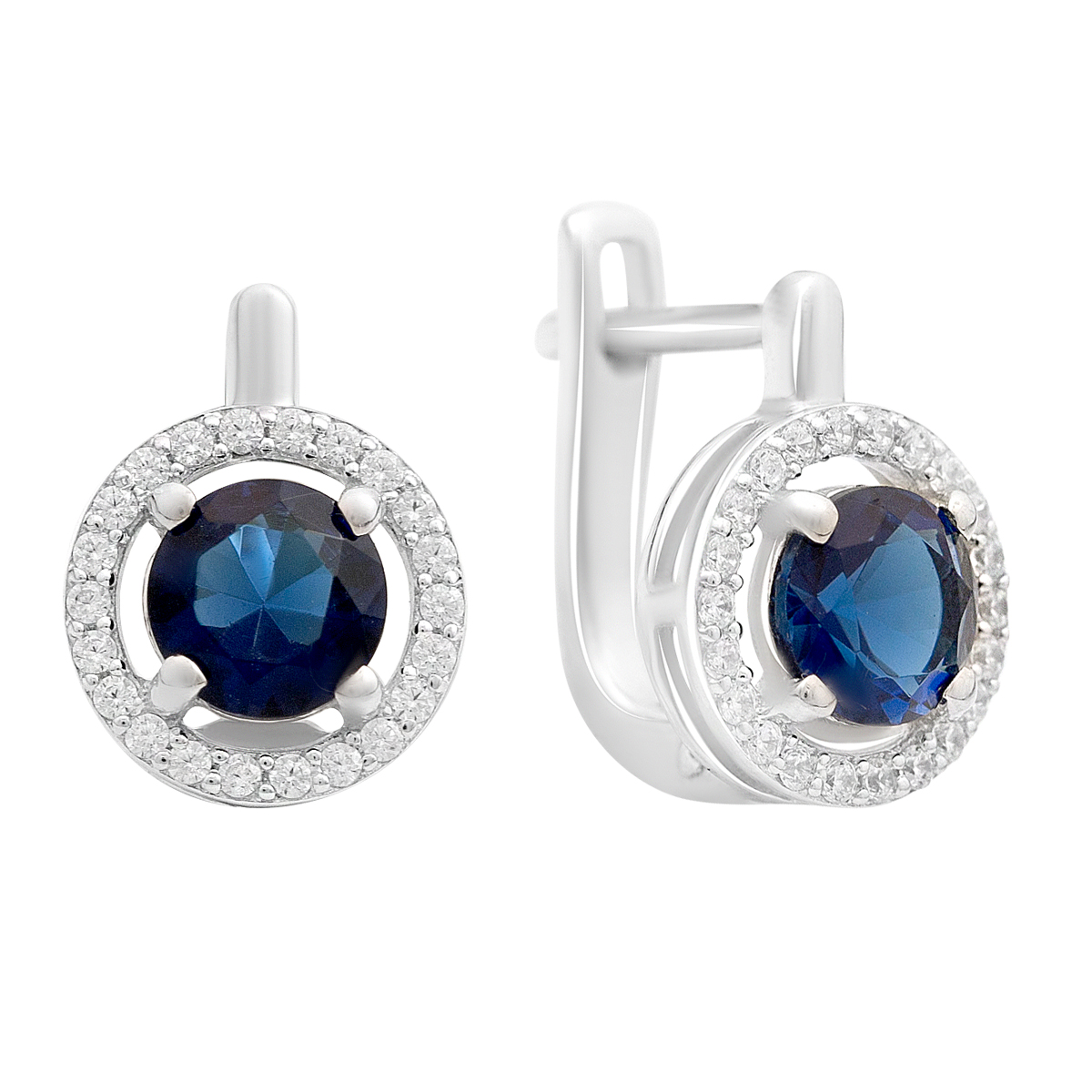 Silver earrings with sapphire nano 1.747ct