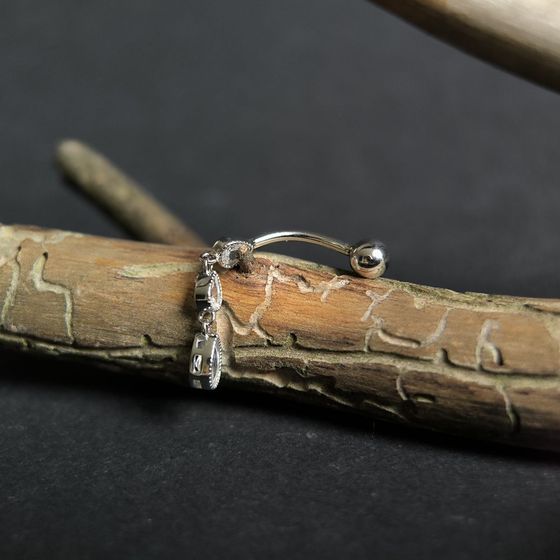 Silver piercing with phianites