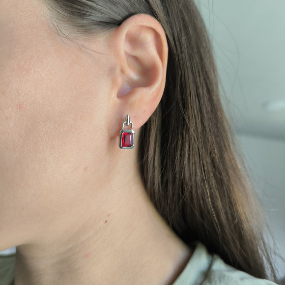Silver Earrings with Nano Garnet, 2.523 ct