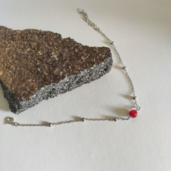Silver bracelet with coral
