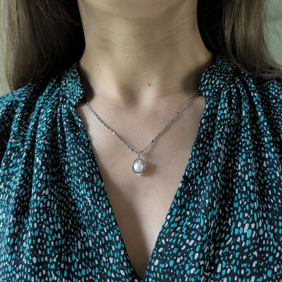 Silver Pendant with Pearls