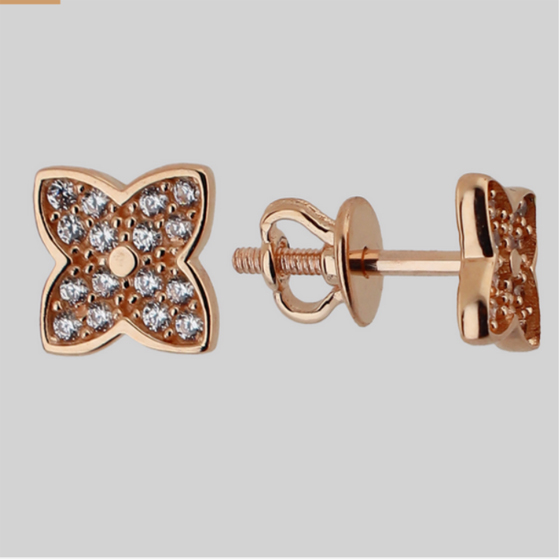 Gold Earrings with 0.32 ct Cubic Zirconia