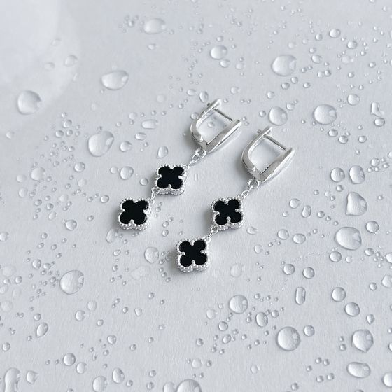 Silver earrings with onyx
