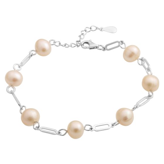 Silver bracelet with baroque pearls