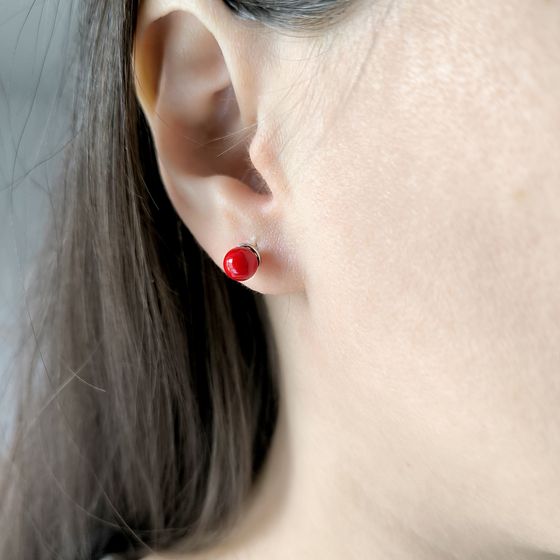 Silver earrings with coral