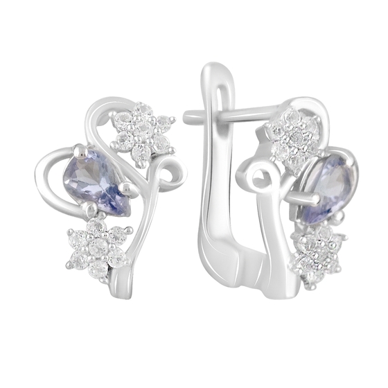 Silver earrings with tanzanite 1.03ct, topaz white