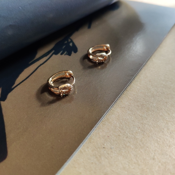 Gold Earrings with Fianites
