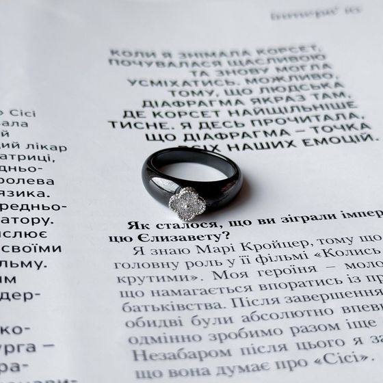 Silver ring with ceramics