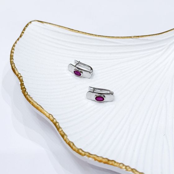 Срібні сережки з рубіном 1.163ct