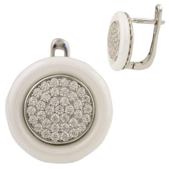 Silver earrings with ceramics