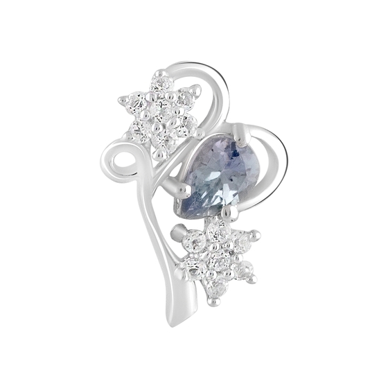 Серебряная подвеска с танзанитом 0.52ct, топазом белым