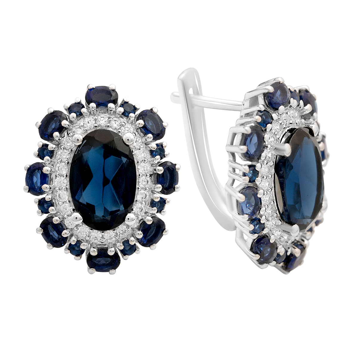 Silver earrings with nano sapphire 9.87ct